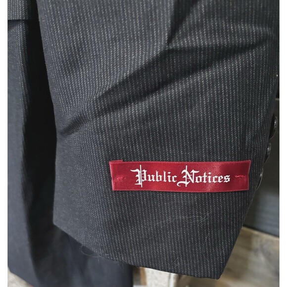 Public Notices Men’s Black Striped Blazer Jacket Size M | 3 Button Double Vent - Picture 6 of 8